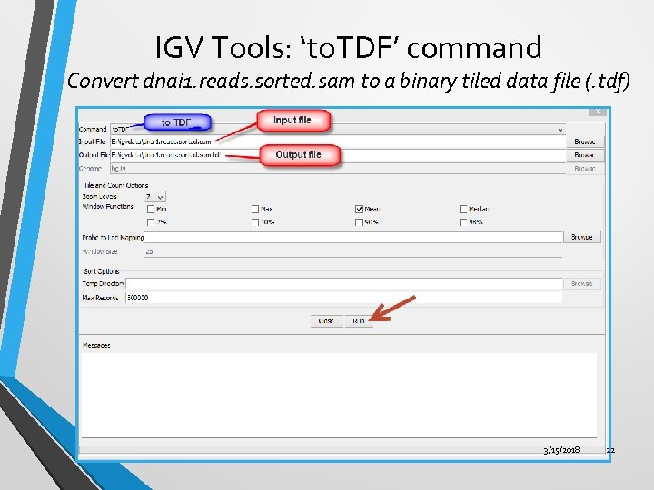 IGV Tools: ‘to. TDF’ command Convert dnai 1. reads. sorted. sam to a binary
