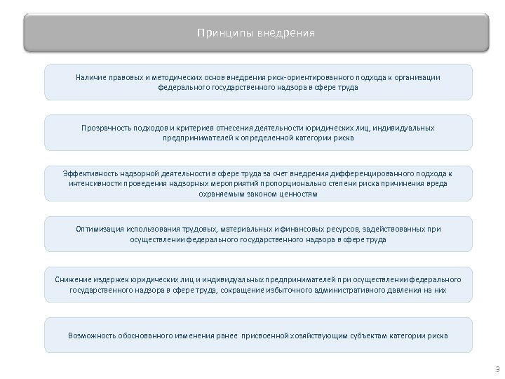 Принципы внедрения Наличие правовых и методических основ внедрения риск-ориентированного подхода к организации федерального государственного