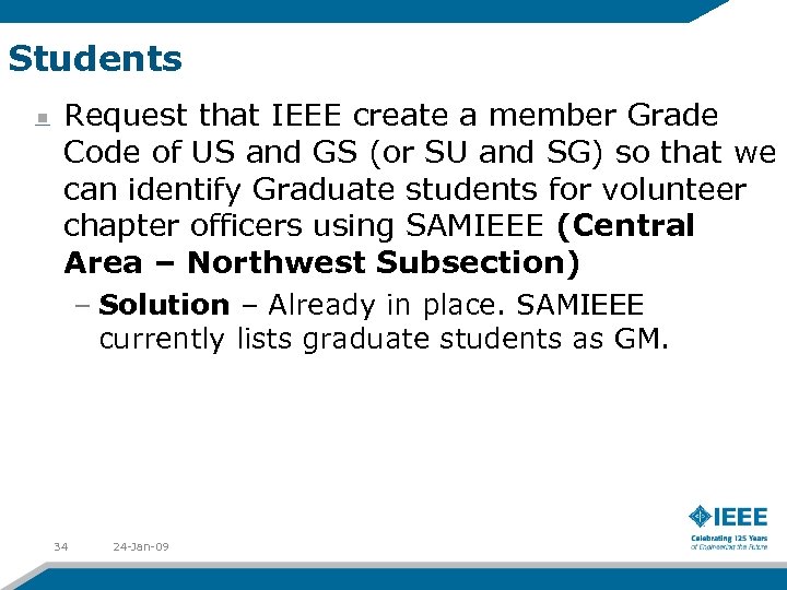 Students Request that IEEE create a member Grade Code of US and GS (or