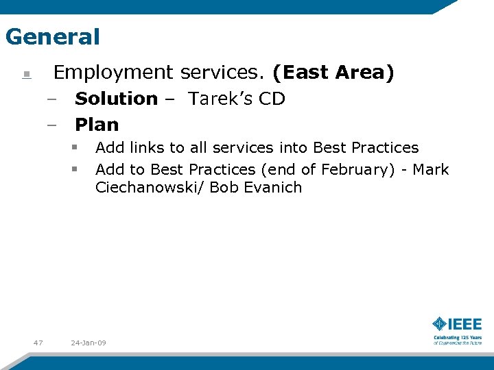 General Employment services. (East Area) – Solution – Tarek’s CD – Plan § §