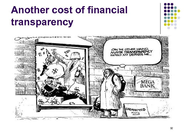 Another cost of financial transparency 32 