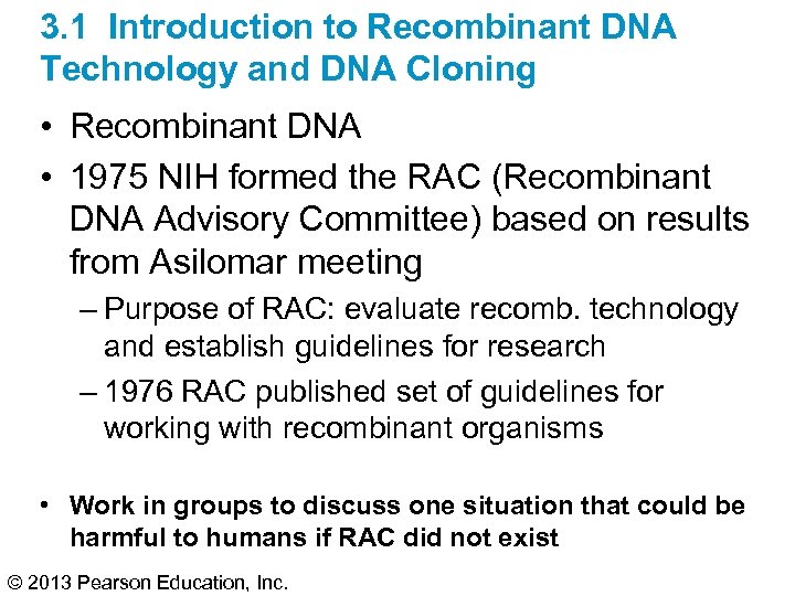 3. 1 Introduction to Recombinant DNA Technology and DNA Cloning • Recombinant DNA •
