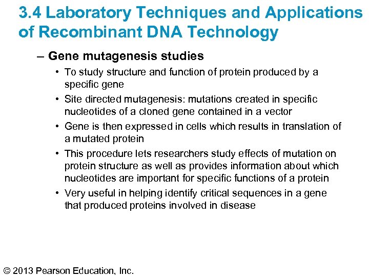3. 4 Laboratory Techniques and Applications of Recombinant DNA Technology – Gene mutagenesis studies