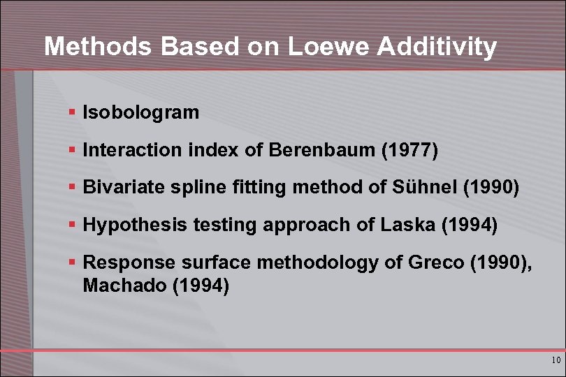 Methods Based on Loewe Additivity § Isobologram § Interaction index of Berenbaum (1977) §