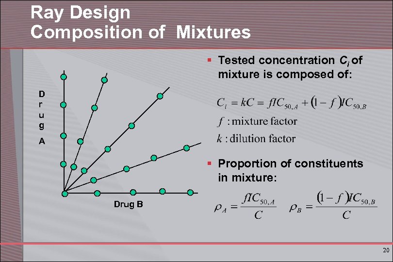 Ray Design Composition of Mixtures § Tested concentration Ci of mixture is composed of: