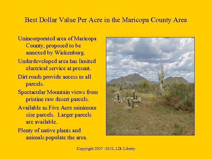 Best Dollar Value Per Acre in the Maricopa County Area Unincorporated area of Maricopa