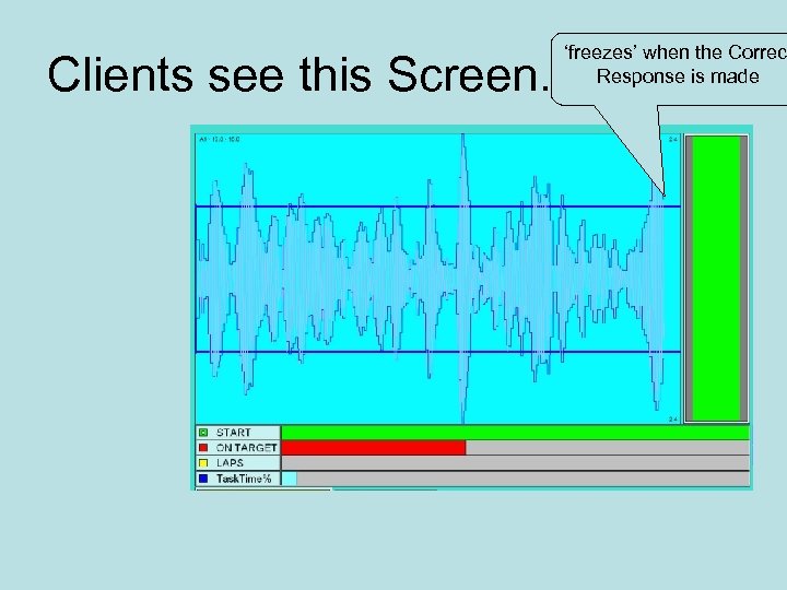 Clients see this Screen. ‘freezes’ when the Correc Response is made 