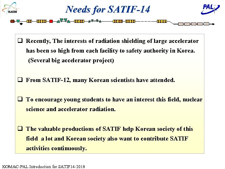 Needs for SATIF-14 q Recently, The interests of radiation shielding of large accelerator has