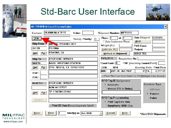 Std-Barc User Interface www. milpac. com 