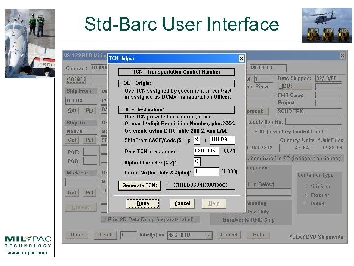Std-Barc User Interface www. milpac. com 