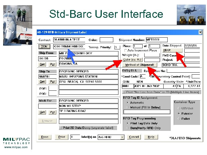 Std-Barc User Interface www. milpac. com 