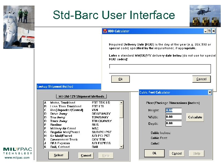Std-Barc User Interface www. milpac. com 