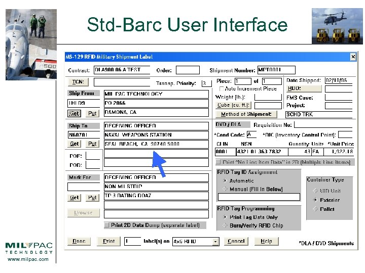 Std-Barc User Interface www. milpac. com 