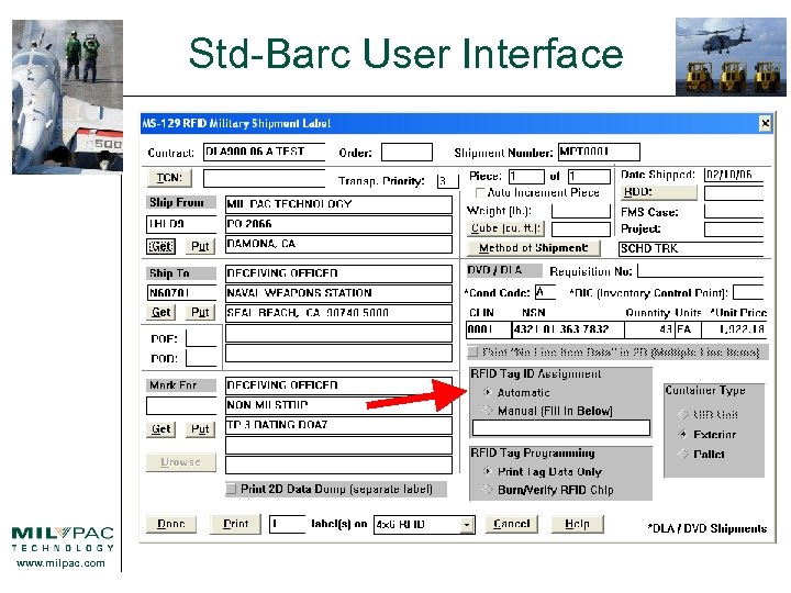 Std-Barc User Interface www. milpac. com 