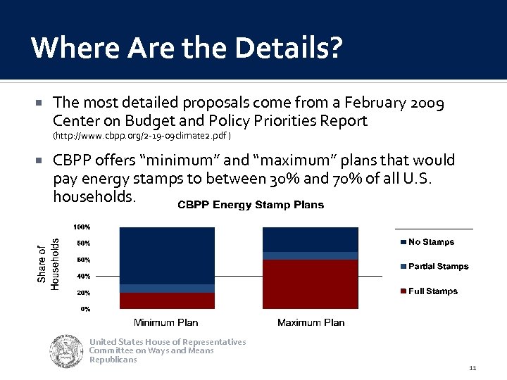 Where Are the Details? The most detailed proposals come from a February 2009 Center