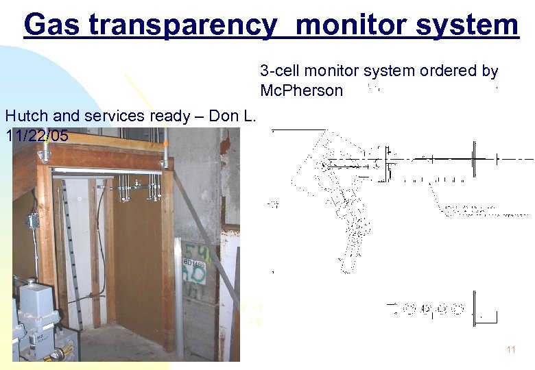 Gas transparency monitor system 3 -cell monitor system ordered by Mc. Pherson Hutch and