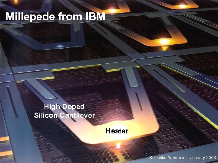 Millepede from IBM High Doped Silicon Cantilever Heater Scientific American – January 2003 