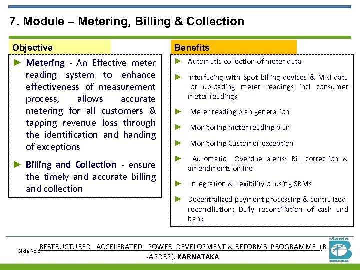 7. Module – Metering, Billing & Collection Objective Benefits ► Metering - An Effective