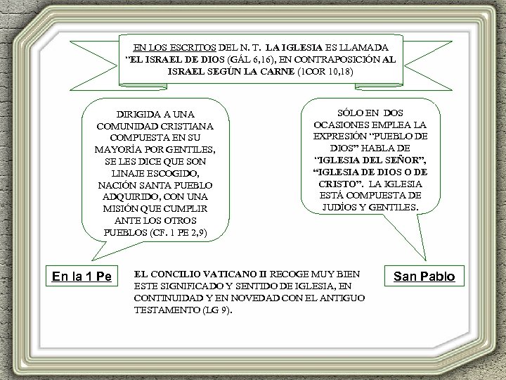 EN LOS ESCRITOS DEL N. T. LA IGLESIA ES LLAMADA “EL ISRAEL DE DIOS