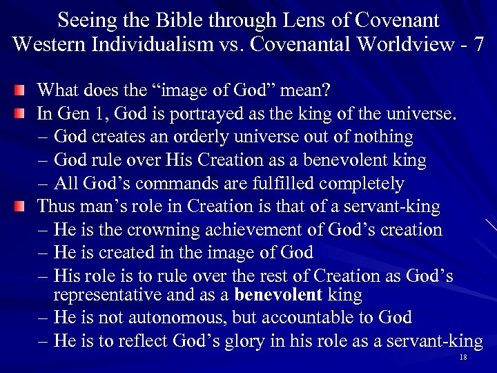 Seeing the Bible through Lens of Covenant Western Individualism vs. Covenantal Worldview - 7