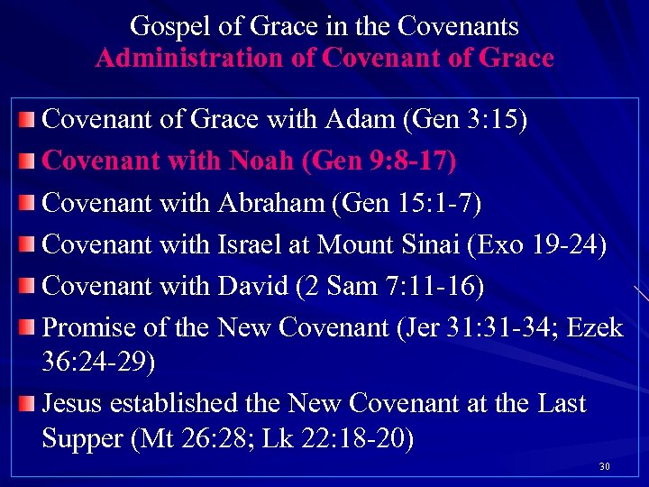 Gospel of Grace in the Covenants Administration of Covenant of Grace with Adam (Gen