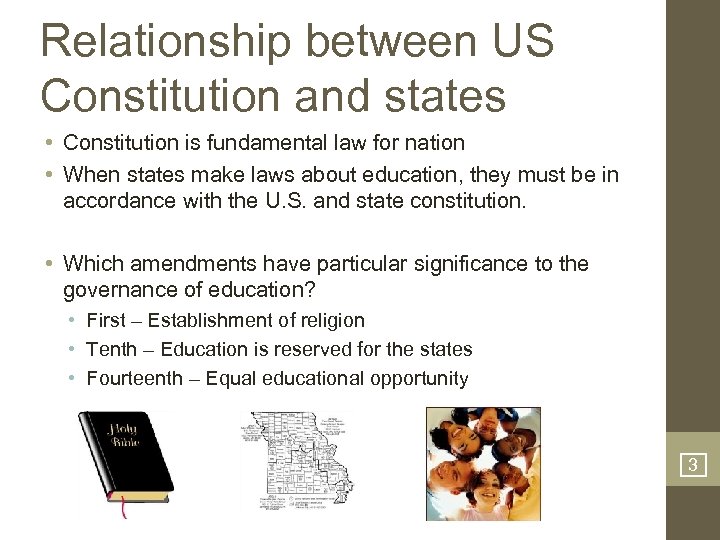Relationship between US Constitution and states • Constitution is fundamental law for nation •