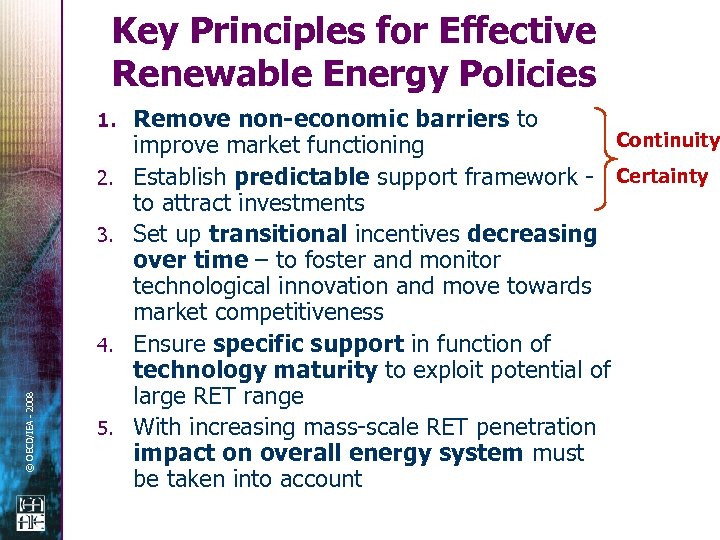 Key Principles for Effective Renewable Energy Policies 1. 2. 3. © OECD/IEA - 2008
