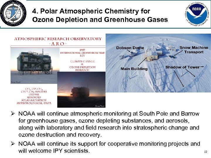 4. Polar Atmospheric Chemistry for Ozone Depletion and Greenhouse Gases Ø NOAA will continue