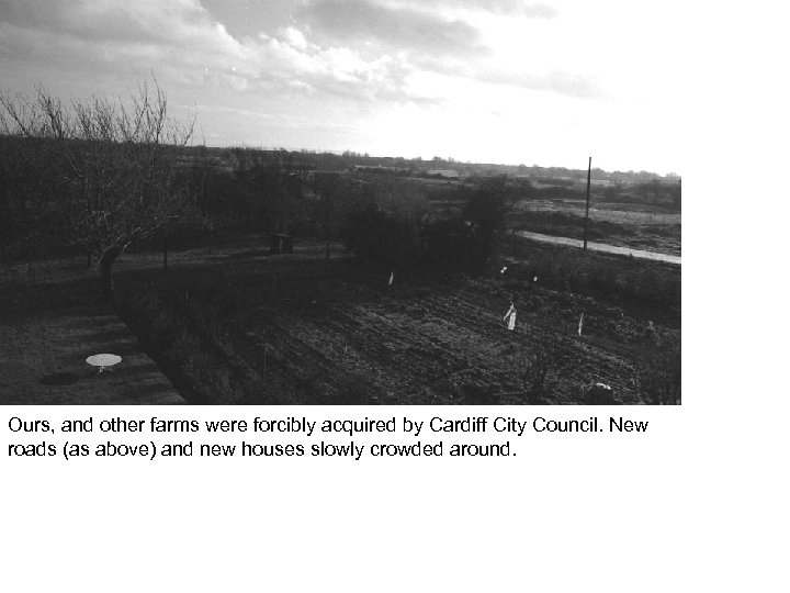 Ours, and other farms were forcibly acquired by Cardiff City Council. New roads (as