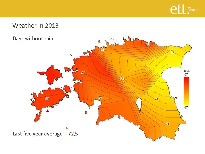 Weather in 2013 Days without rain Last five year average – 72, 5 