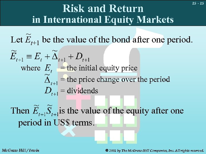 Risk and Return 15 - 15 in International Equity Markets ~ Let Et+1 be