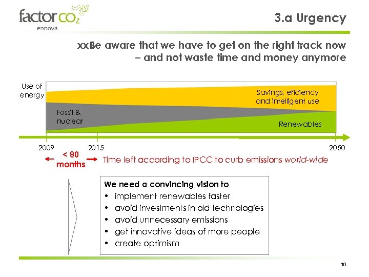 3. a Urgency xx. Be aware that we have to get on the right