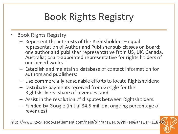 Book Rights Registry • Book Rights Registry – Represent the interests of the Rightsholders