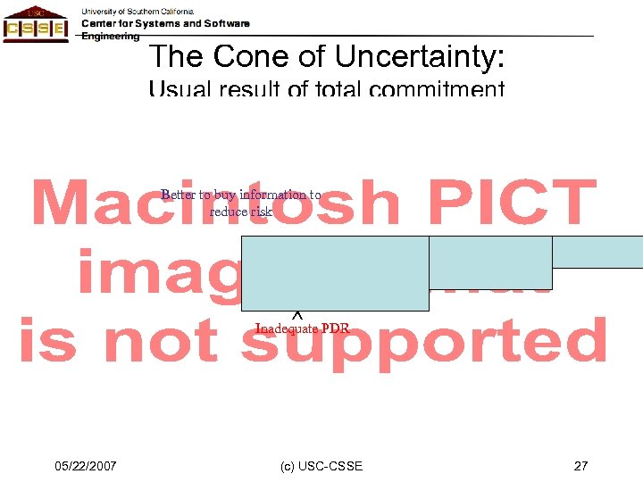 The Cone of Uncertainty: Usual result of total commitment Better to buy information to