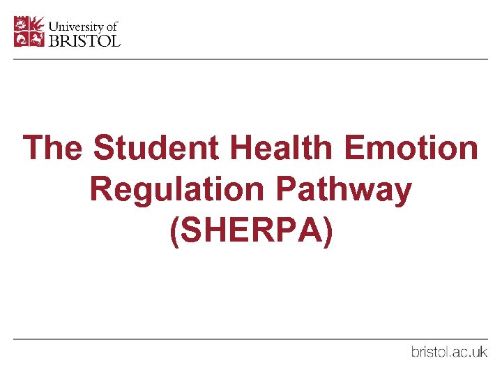 The Student Health Emotion Regulation Pathway (SHERPA) 