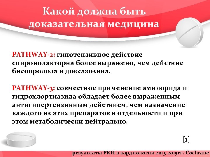 Какой должна быть доказательная медицина PATHWAY-2: гипотензивное действие спиронолакторна более выражено, чем действие бисопролола