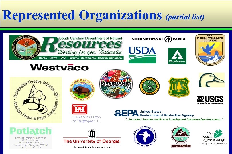 Represented Organizations (partial list) 
