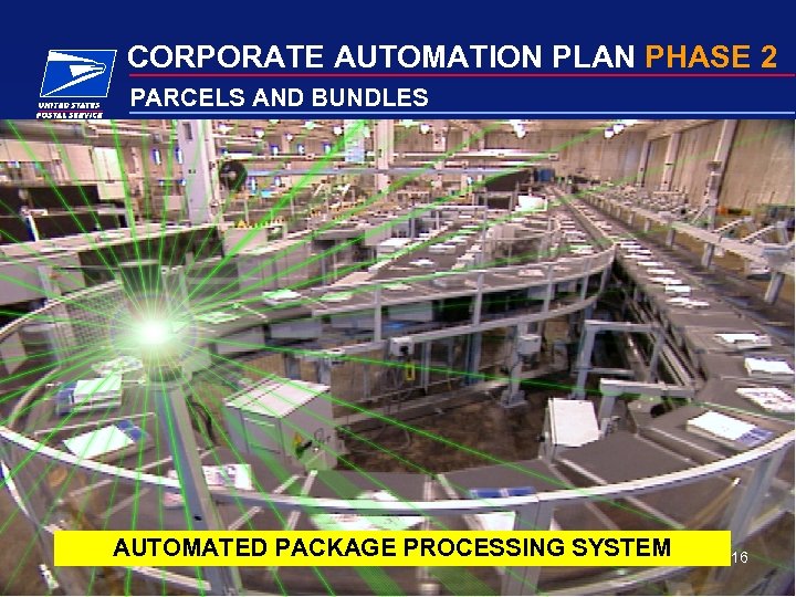 CORPORATE AUTOMATION PLAN PHASE 2 PARCELS AND BUNDLES AUTOMATED PACKAGE PROCESSING SYSTEM 16 