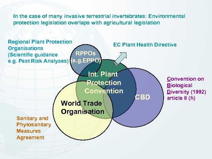 In the case of many invasive terrestrial invertebrates: Environmental protection legislation overlaps with agricultural