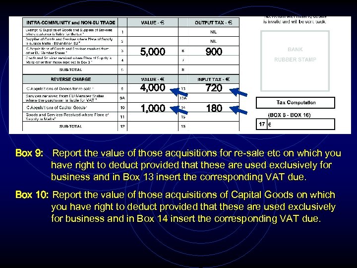 5, 000 900 4, 000 720 1, 000 180 Box 9: Report the value