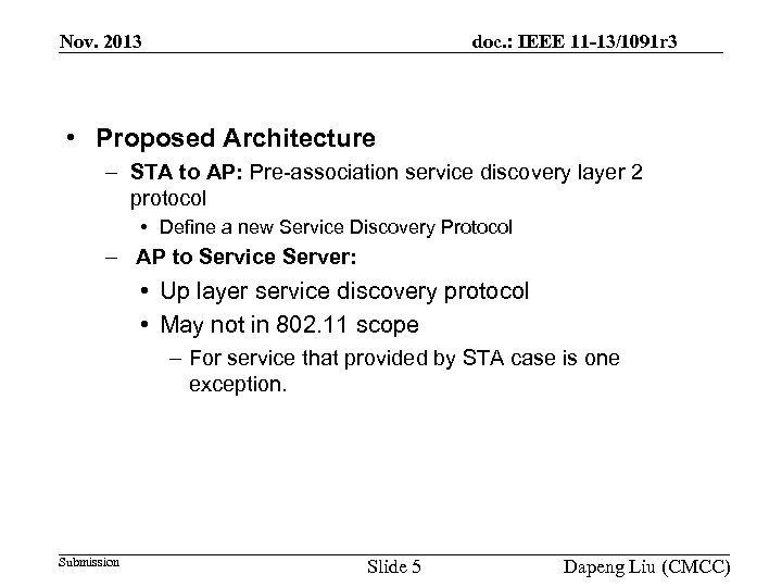 Nov. 2013 doc. : IEEE 11 -13/1091 r 3 • Proposed Architecture – STA