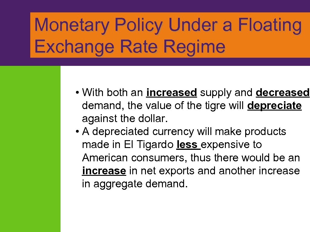 Monetary Policy Under a Floating Exchange Rate Regime • With both an increased