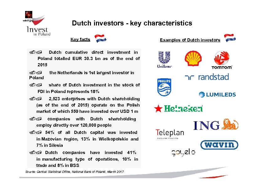 wavin. jpg Dutch investors - key characteristics Key facts Dutch cumulative direct investment in