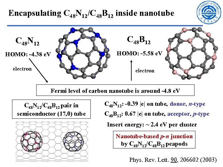 Encapsulating C 48 N 12/C 48 B 12 inside nanotube C 48 N 12