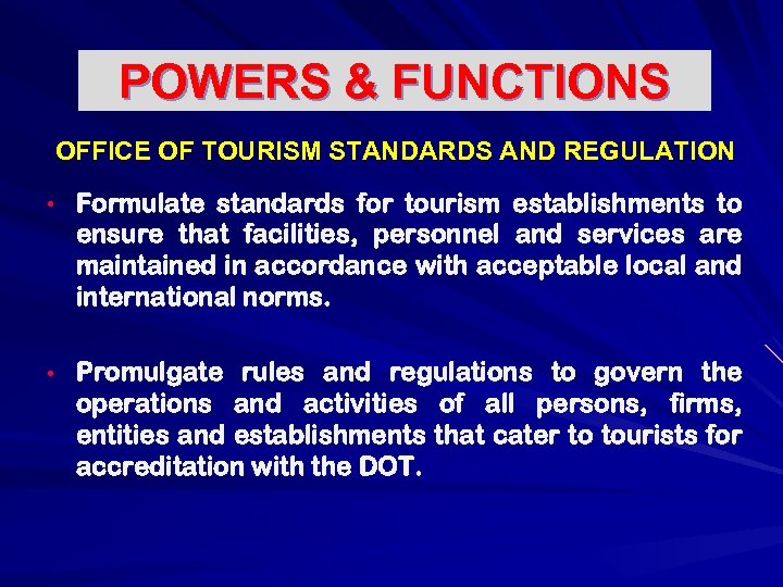 tourism office functions