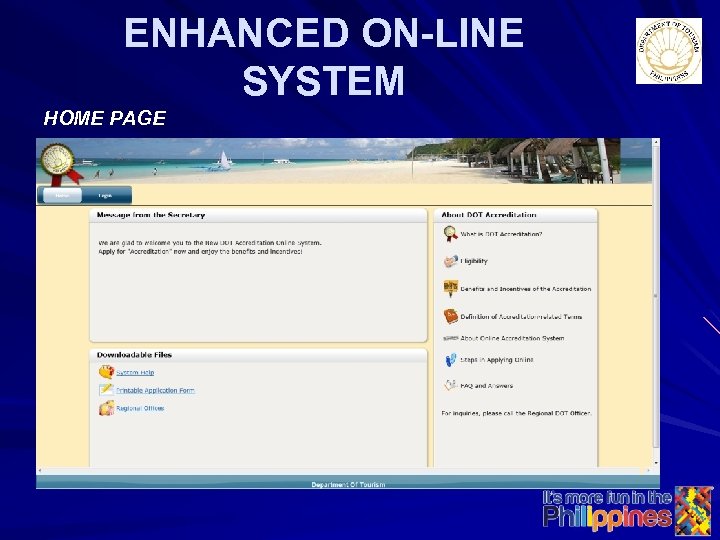 ENHANCED ON-LINE SYSTEM HOME PAGE 