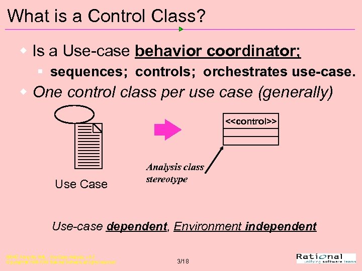 What is a Control Class? w Is a Use-case behavior coordinator; § sequences; controls;