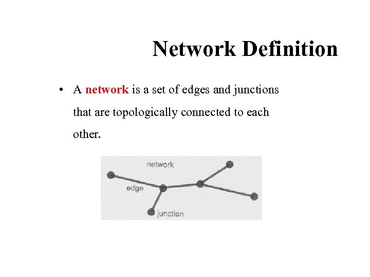 Network Definition • A network is a set of edges and junctions that are