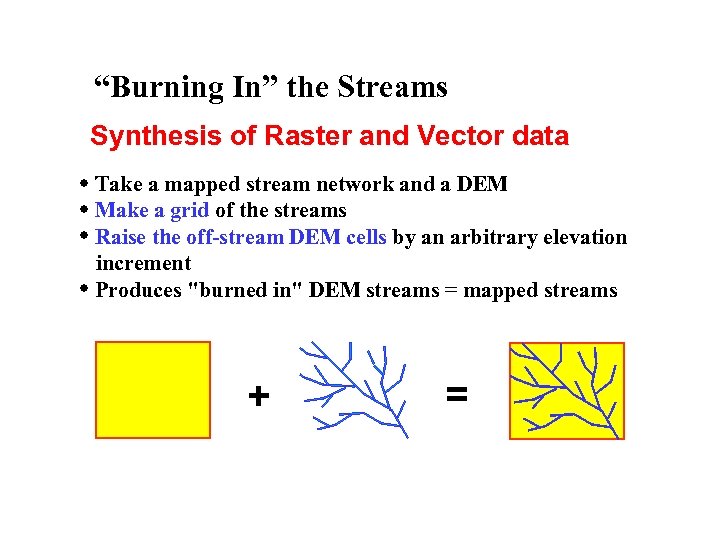 “Burning In” the Streams Synthesis of Raster and Vector data Take a mapped stream