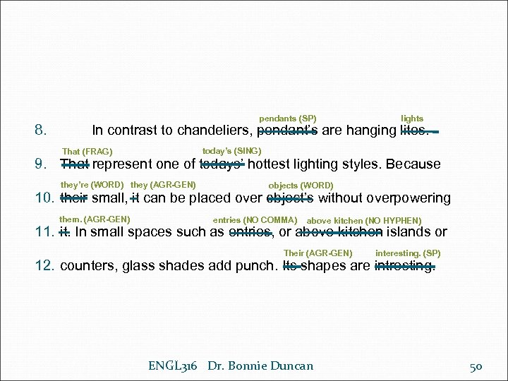8. pendants (SP) lights In contrast to chandeliers, pendant’s are hanging lites. today’s (SING)